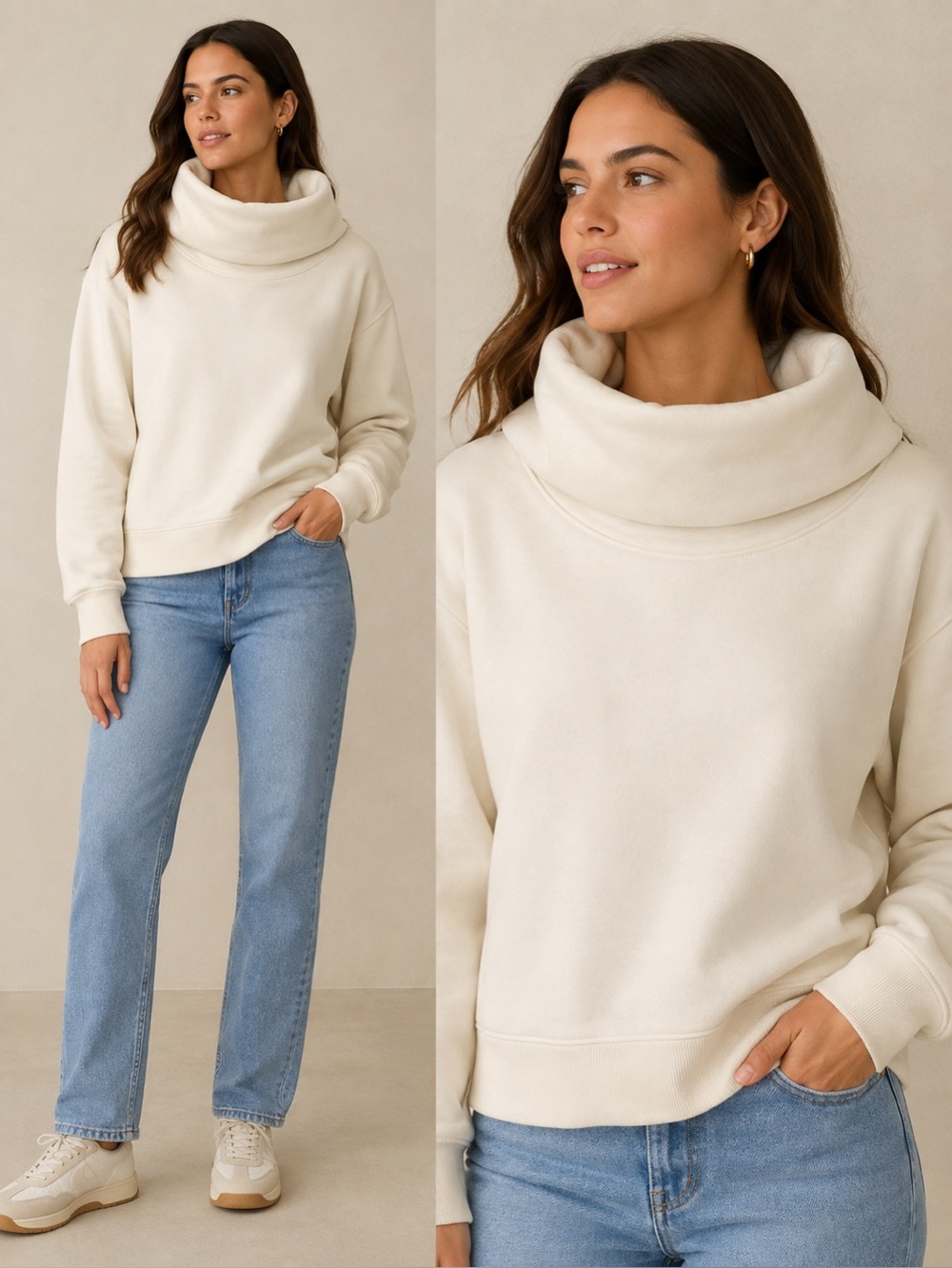 Marcella NYC Cowl Neck Fleece Sweatshirt Women's Size XS Of Shite